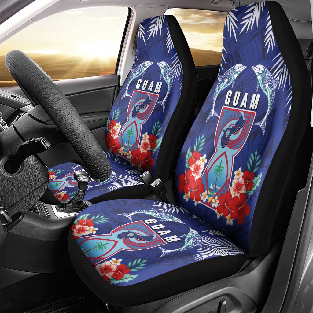 Guam Liberation Day Car Seat Cover The Tribal Latte Stone and Dolphins with Hibiscus Chamorro Culture LT03 - Polynesian Pride