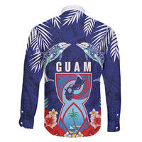 Guam Liberation Day Family Matching Long Sleeve Bodycon Dress and Hawaiian Shirt The Tribal Latte Stone and Dolphins with Hibiscus Chamorro Culture LT03 - Polynesian Pride