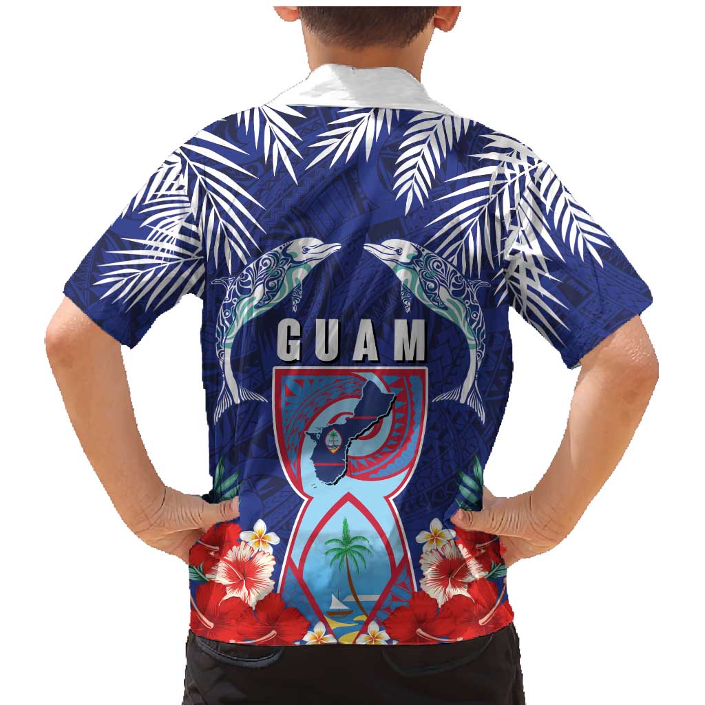 Guam Liberation Day Family Matching Mermaid Dress and Hawaiian Shirt The Tribal Latte Stone and Dolphins with Hibiscus Chamorro Culture LT03 - Polynesian Pride
