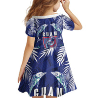 Guam Liberation Day Family Matching Off The Shoulder Long Sleeve Dress and Hawaiian Shirt The Tribal Latte Stone and Dolphins with Hibiscus Chamorro Culture LT03 - Polynesian Pride