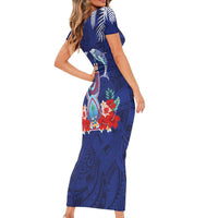 Guam Liberation Day Family Matching Short Sleeve Bodycon Dress and Hawaiian Shirt The Tribal Latte Stone and Dolphins with Hibiscus Chamorro Culture LT03 - Polynesian Pride