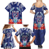 Guam Liberation Day Family Matching Summer Maxi Dress and Hawaiian Shirt The Tribal Latte Stone and Dolphins with Hibiscus Chamorro Culture LT03 - Polynesian Pride