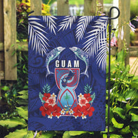 Guam Liberation Day Garden Flag The Tribal Latte Stone and Dolphins with Hibiscus Chamorro Culture LT03 Garden Flag Blue - Polynesian Pride