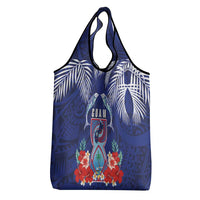 Guam Liberation Day Grocery Bag The Tribal Latte Stone and Dolphins with Hibiscus Chamorro Culture LT03 - Polynesian Pride
