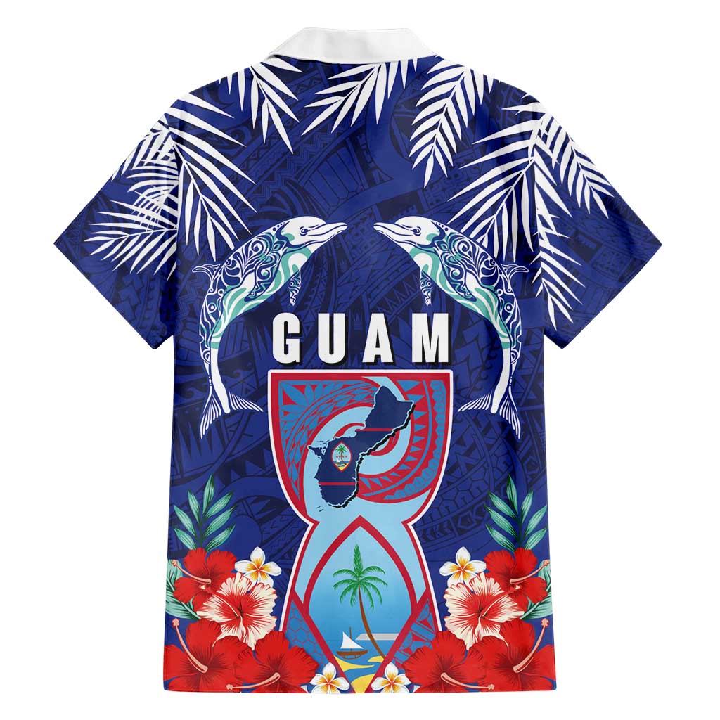 Guam Liberation Day Hawaiian Shirt The Tribal Latte Stone and Dolphins with Hibiscus Chamorro Culture LT03 - Polynesian Pride