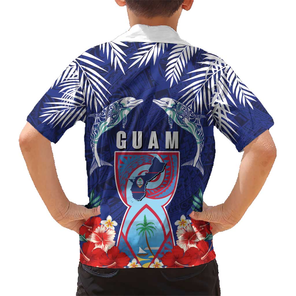 Guam Liberation Day Hawaiian Shirt The Tribal Latte Stone and Dolphins with Hibiscus Chamorro Culture LT03 - Polynesian Pride