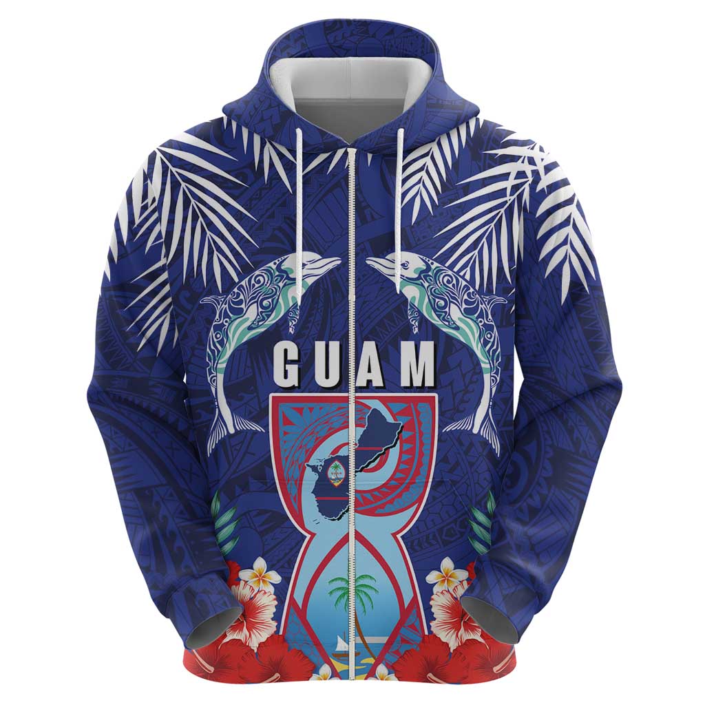 Guam Liberation Day Hoodie The Tribal Latte Stone and Dolphins with Hibiscus Chamorro Culture LT03 - Polynesian Pride