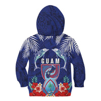 Guam Liberation Day Kid Hoodie The Tribal Latte Stone and Dolphins with Hibiscus Chamorro Culture LT03 - Polynesian Pride