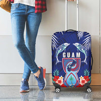 Guam Liberation Day Luggage Cover The Tribal Latte Stone and Dolphins with Hibiscus Chamorro Culture LT03 - Polynesian Pride