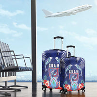 Guam Liberation Day Luggage Cover The Tribal Latte Stone and Dolphins with Hibiscus Chamorro Culture LT03 - Polynesian Pride