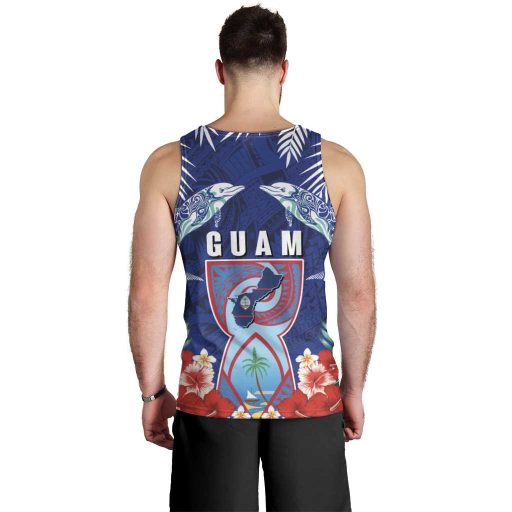 Guam Liberation Day Men Tank Top The Tribal Latte Stone and Dolphins with Hibiscus Chamorro Culture LT03 - Polynesian Pride