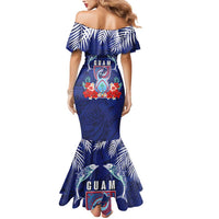 Guam Liberation Day Mermaid Dress The Tribal Latte Stone and Dolphins with Hibiscus Chamorro Culture LT03 - Polynesian Pride