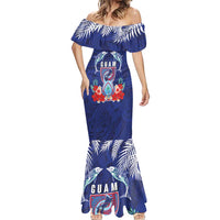 Guam Liberation Day Mermaid Dress The Tribal Latte Stone and Dolphins with Hibiscus Chamorro Culture LT03 - Polynesian Pride