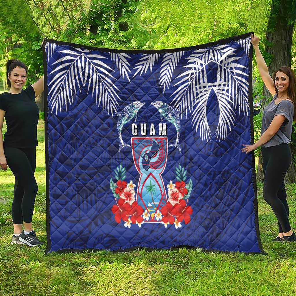 Guam Liberation Day Quilt The Tribal Latte Stone and Dolphins with Hibiscus Chamorro Culture LT03 - Polynesian Pride