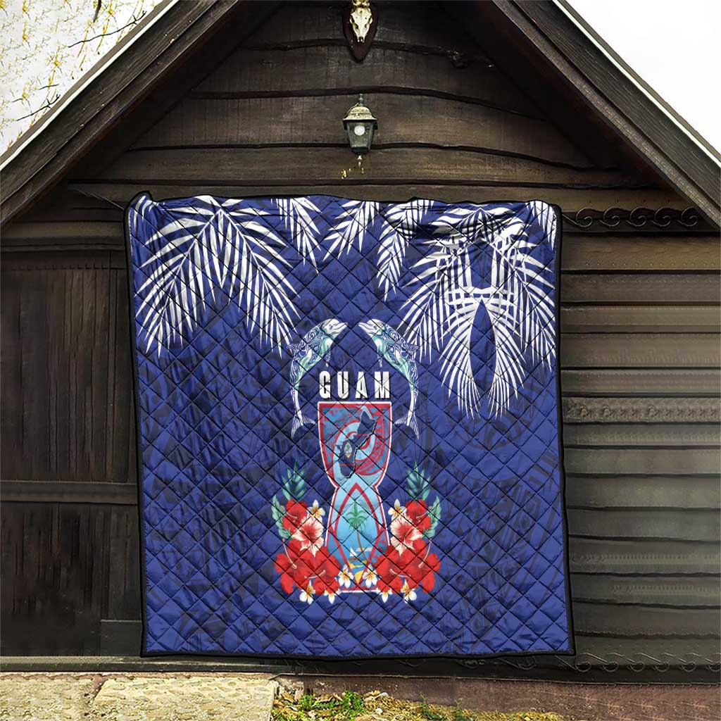Guam Liberation Day Quilt The Tribal Latte Stone and Dolphins with Hibiscus Chamorro Culture LT03 - Polynesian Pride