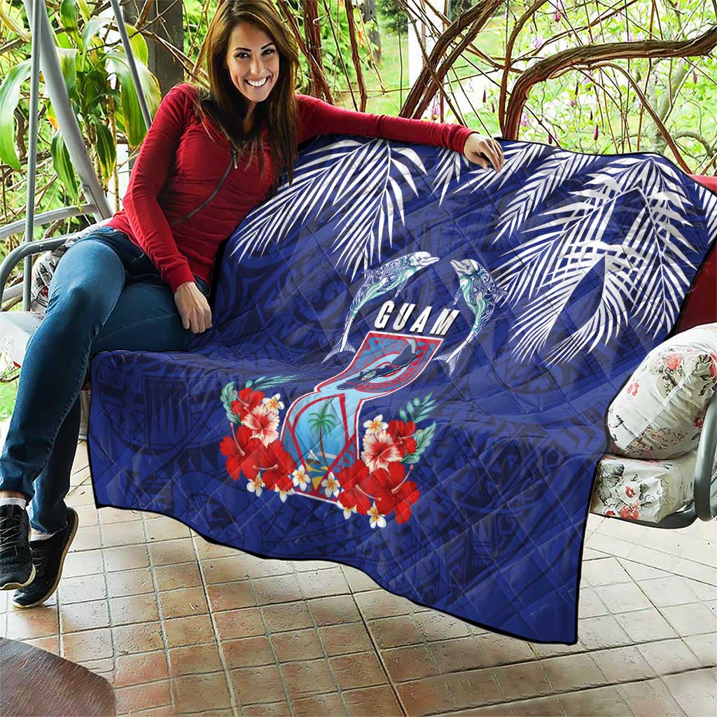 Guam Liberation Day Quilt The Tribal Latte Stone and Dolphins with Hibiscus Chamorro Culture LT03 - Polynesian Pride