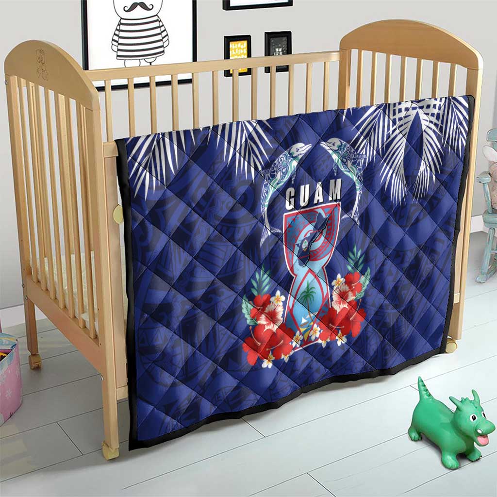 Guam Liberation Day Quilt The Tribal Latte Stone and Dolphins with Hibiscus Chamorro Culture LT03 - Polynesian Pride