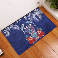 Guam Liberation Day Rubber Doormat The Tribal Latte Stone and Dolphins with Hibiscus Chamorro Culture LT03 - Polynesian Pride