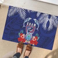 Guam Liberation Day Rubber Doormat The Tribal Latte Stone and Dolphins with Hibiscus Chamorro Culture LT03 - Polynesian Pride