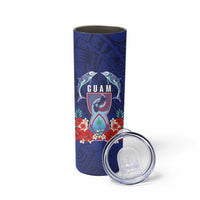 Guam Liberation Day Skinny Tumbler The Tribal Latte Stone and Dolphins with Hibiscus Chamorro Culture LT03 - Polynesian Pride