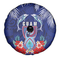 Guam Liberation Day Spare Tire Cover The Tribal Latte Stone and Dolphins with Hibiscus Chamorro Culture LT03 - Polynesian Pride