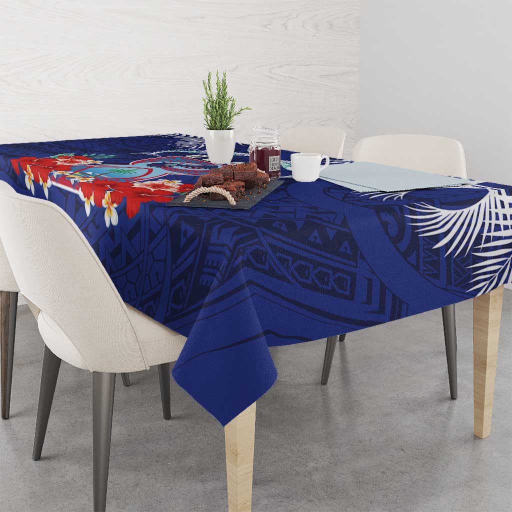 Guam Liberation Day Tablecloth The Tribal Latte Stone and Dolphins with Hibiscus Chamorro Culture