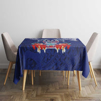 Guam Liberation Day Tablecloth The Tribal Latte Stone and Dolphins with Hibiscus Chamorro Culture