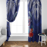 Guam Liberation Day Window Curtain The Tribal Latte Stone and Dolphins with Hibiscus Chamorro Culture LT03 - Polynesian Pride