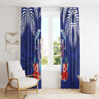 Guam Liberation Day Window Curtain The Tribal Latte Stone and Dolphins with Hibiscus Chamorro Culture LT03 - Polynesian Pride