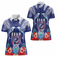 Guam Liberation Day Women Polo Shirt The Tribal Latte Stone and Dolphins with Hibiscus Chamorro Culture LT03 - Polynesian Pride