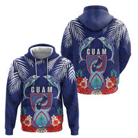 Guam Liberation Day Zip Hoodie The Tribal Latte Stone and Dolphins with Hibiscus Chamorro Culture LT03 - Polynesian Pride