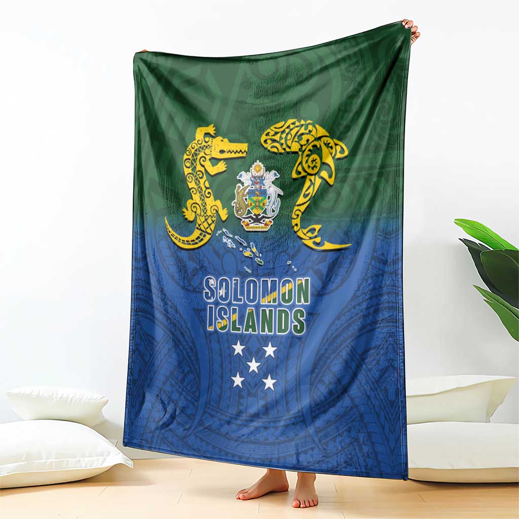 Solomon Islands Blanket The Guardians-Tribal Crocodile and Shark Melanesian Tattoo