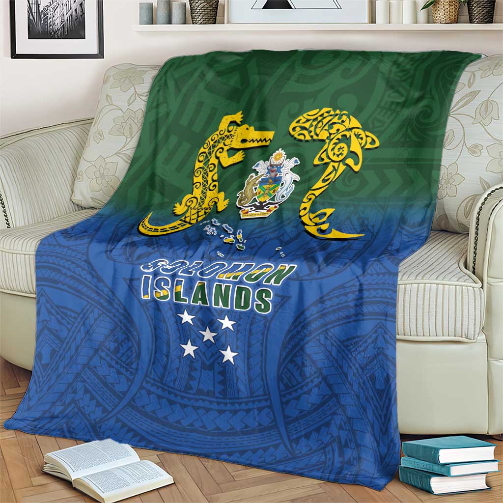 Solomon Islands Blanket The Guardians-Tribal Crocodile and Shark Melanesian Tattoo