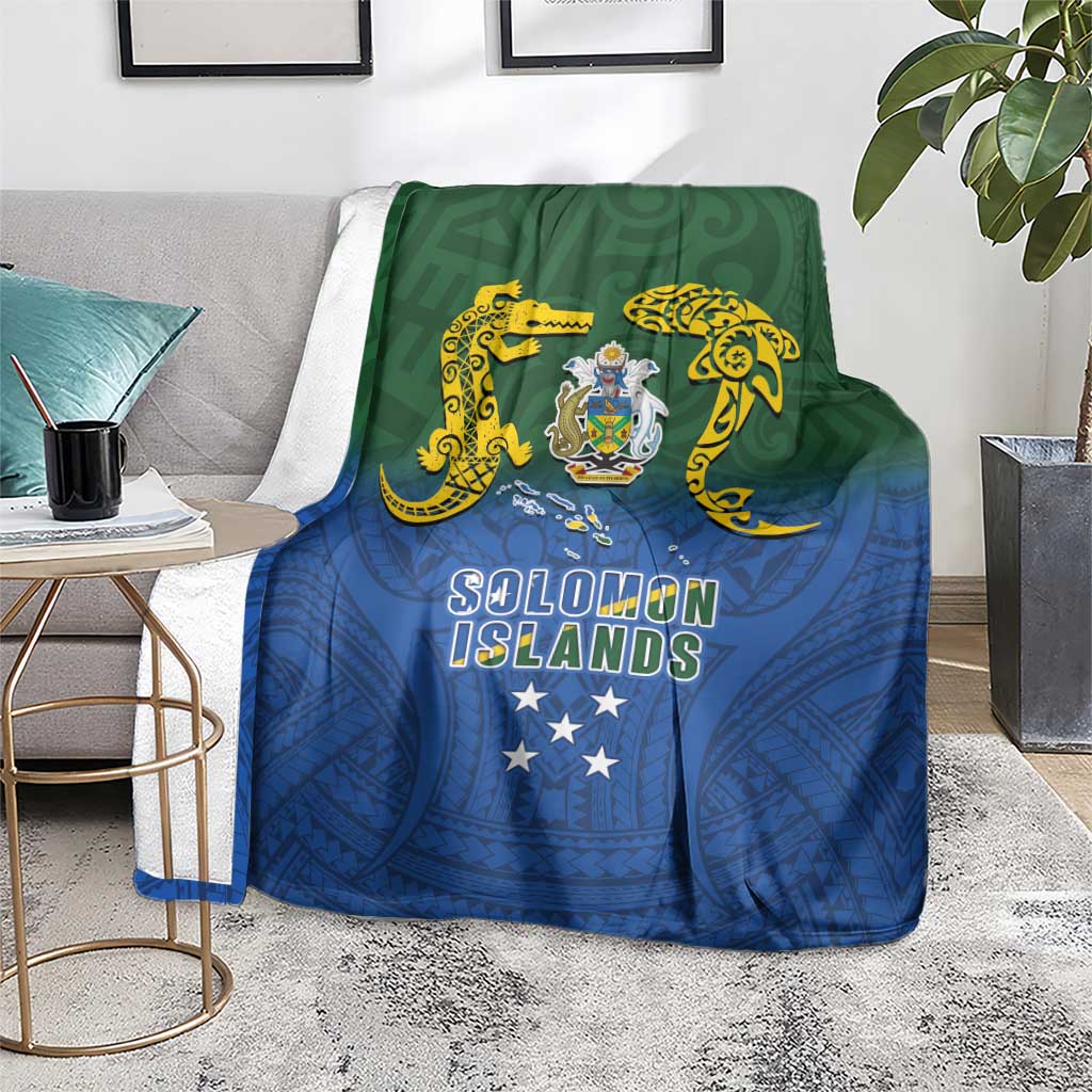 Solomon Islands Blanket The Guardians-Tribal Crocodile and Shark Melanesian Tattoo