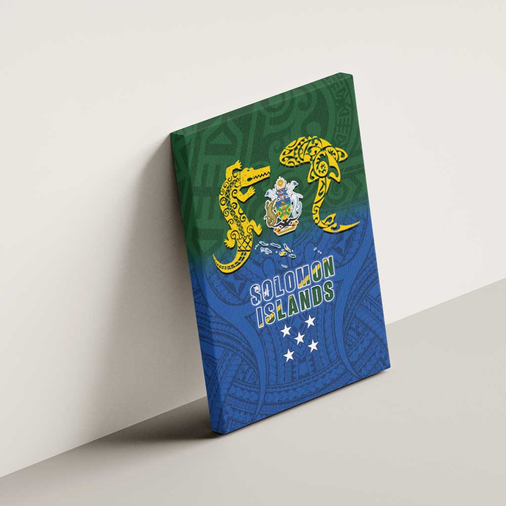 Solomon Islands Canvas Wall Art The Guardians-Tribal Crocodile and Shark Melanesian Tattoo