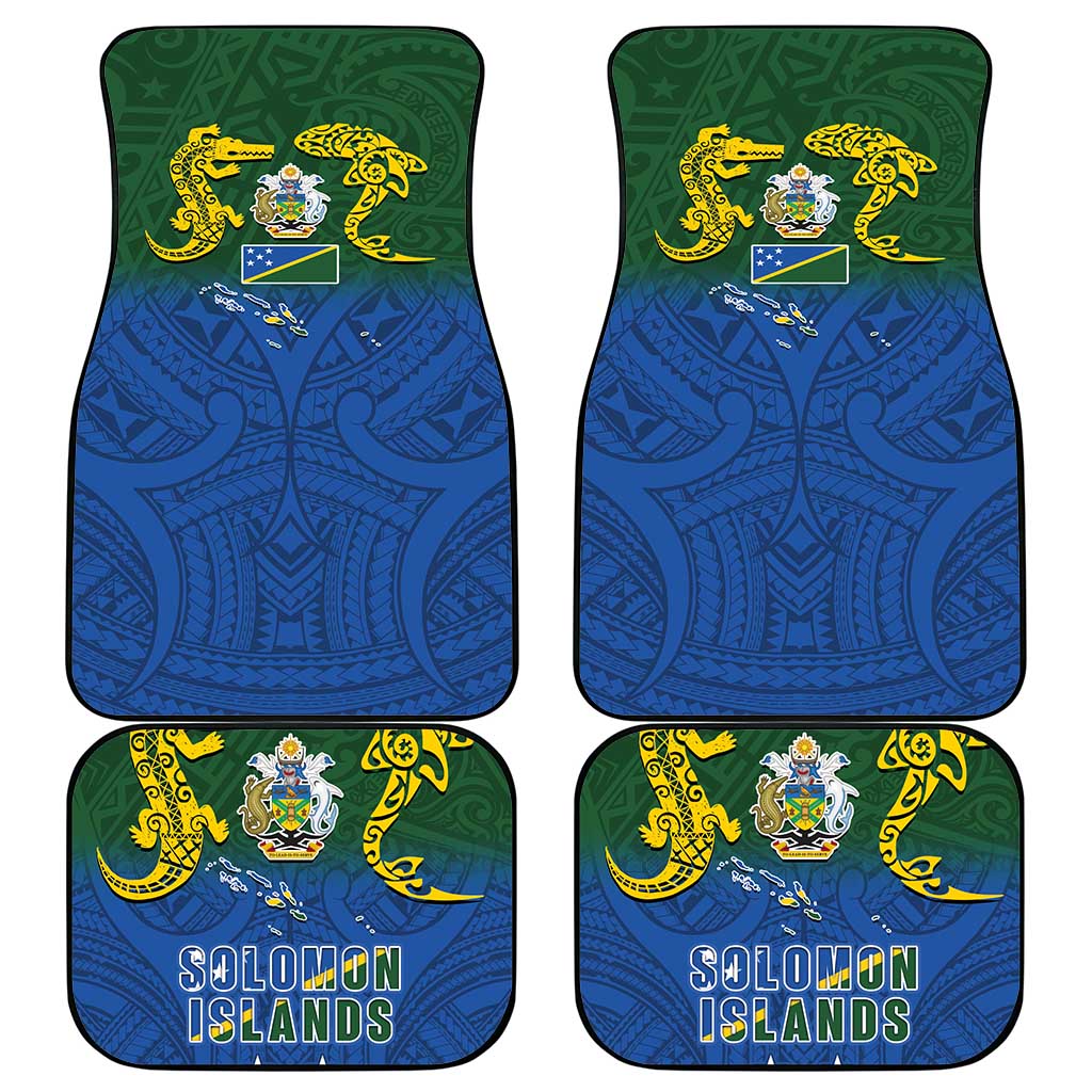 Solomon Islands Car Mats The Guardians-Tribal Crocodile and Shark Melanesian Tattoo