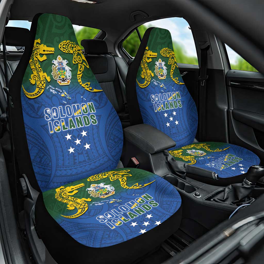 Solomon Islands Car Seat Cover The Guardians-Tribal Crocodile and Shark Melanesian Tattoo LT03 One Size Green - Polynesian Pride