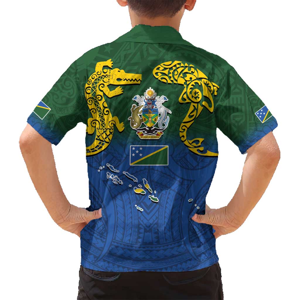 Solomon Islands Family Matching Long Sleeve Bodycon Dress and Hawaiian Shirt The Guardians-Tribal Crocodile and Shark Melanesian Tattoo LT03 - Polynesian Pride