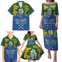 Solomon Islands Family Matching Puletasi and Hawaiian Shirt The Guardians-Tribal Crocodile and Shark Melanesian Tattoo LT03 - Polynesian Pride