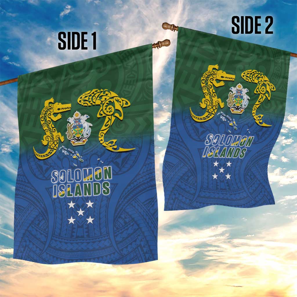 Solomon Islands Garden Flag The Guardians-Tribal Crocodile and Shark Melanesian Tattoo LT03 - Polynesian Pride