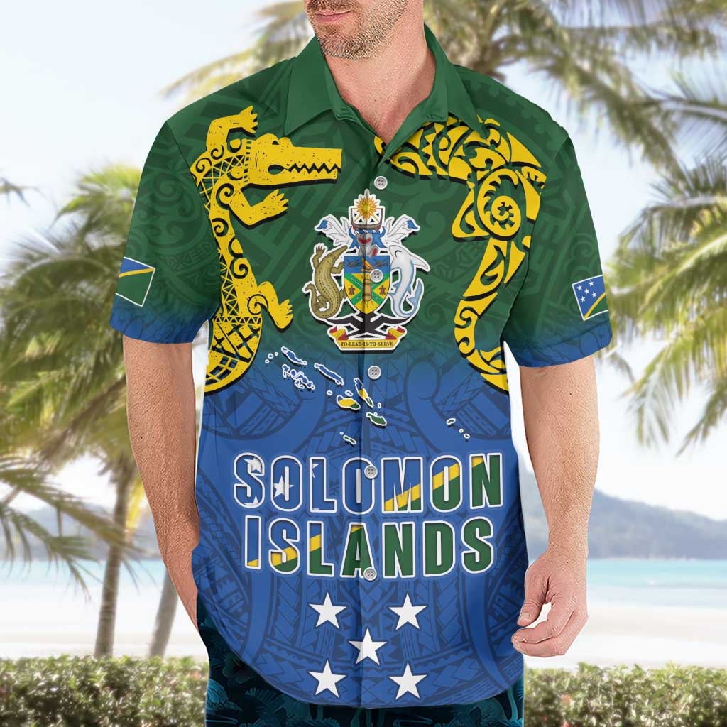 Solomon Islands Hawaiian Shirt The Guardians-Tribal Crocodile and Shark Melanesian Tattoo LT03 - Polynesian Pride