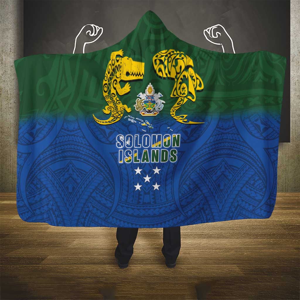 Solomon Islands Hooded Blanket The Guardians-Tribal Crocodile and Shark Melanesian Tattoo LT03 - Polynesian Pride