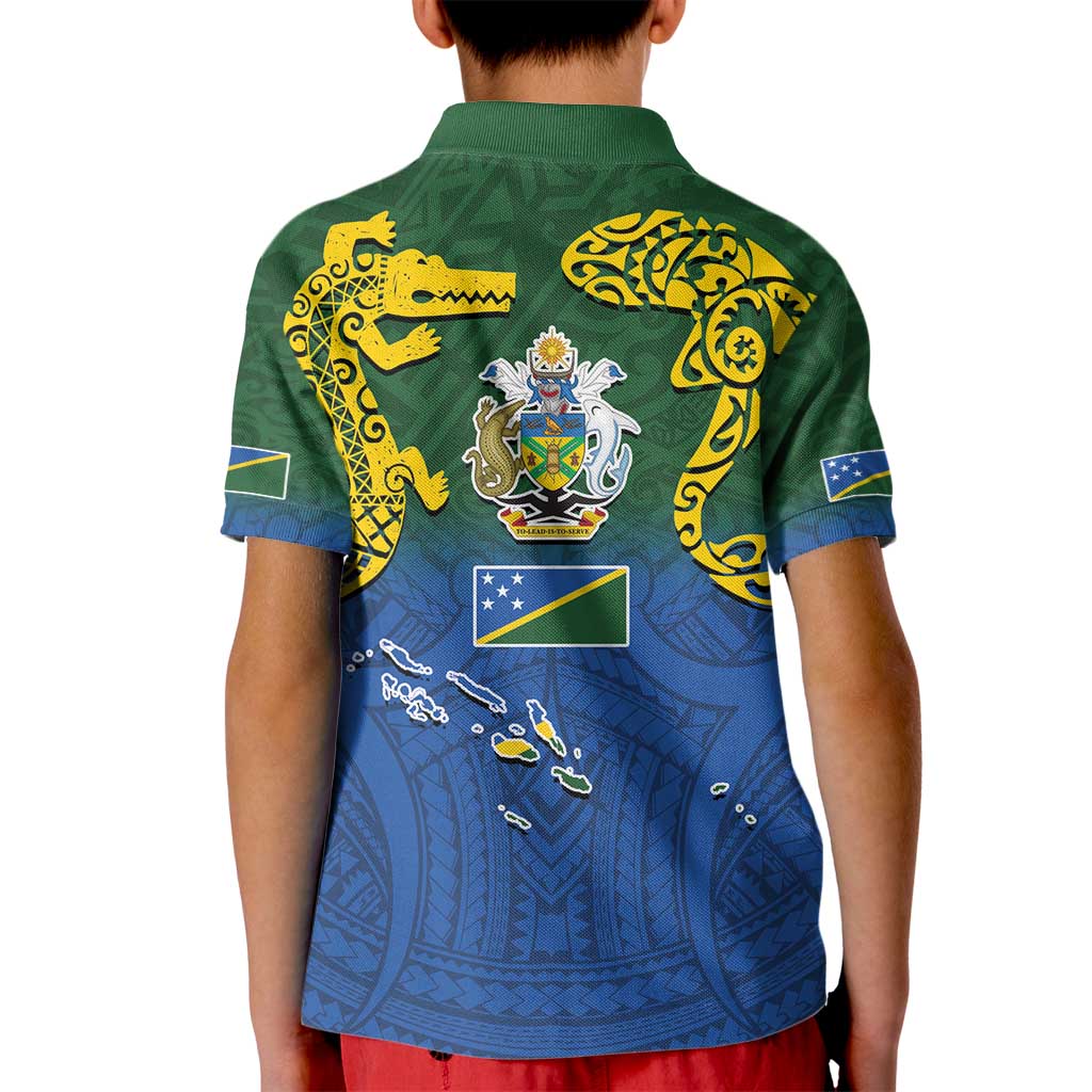 Solomon Islands Kid Polo Shirt The Guardians-Tribal Crocodile and Shark Melanesian Tattoo LT03 - Polynesian Pride