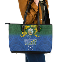 Solomon Islands Leather Tote Bag The Guardians-Tribal Crocodile and Shark Melanesian Tattoo LT03 - Polynesian Pride