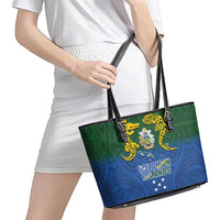 Solomon Islands Leather Tote Bag The Guardians-Tribal Crocodile and Shark Melanesian Tattoo LT03 - Polynesian Pride