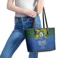 Solomon Islands Leather Tote Bag The Guardians-Tribal Crocodile and Shark Melanesian Tattoo LT03 - Polynesian Pride