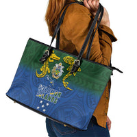 Solomon Islands Leather Tote Bag The Guardians-Tribal Crocodile and Shark Melanesian Tattoo LT03 - Polynesian Pride