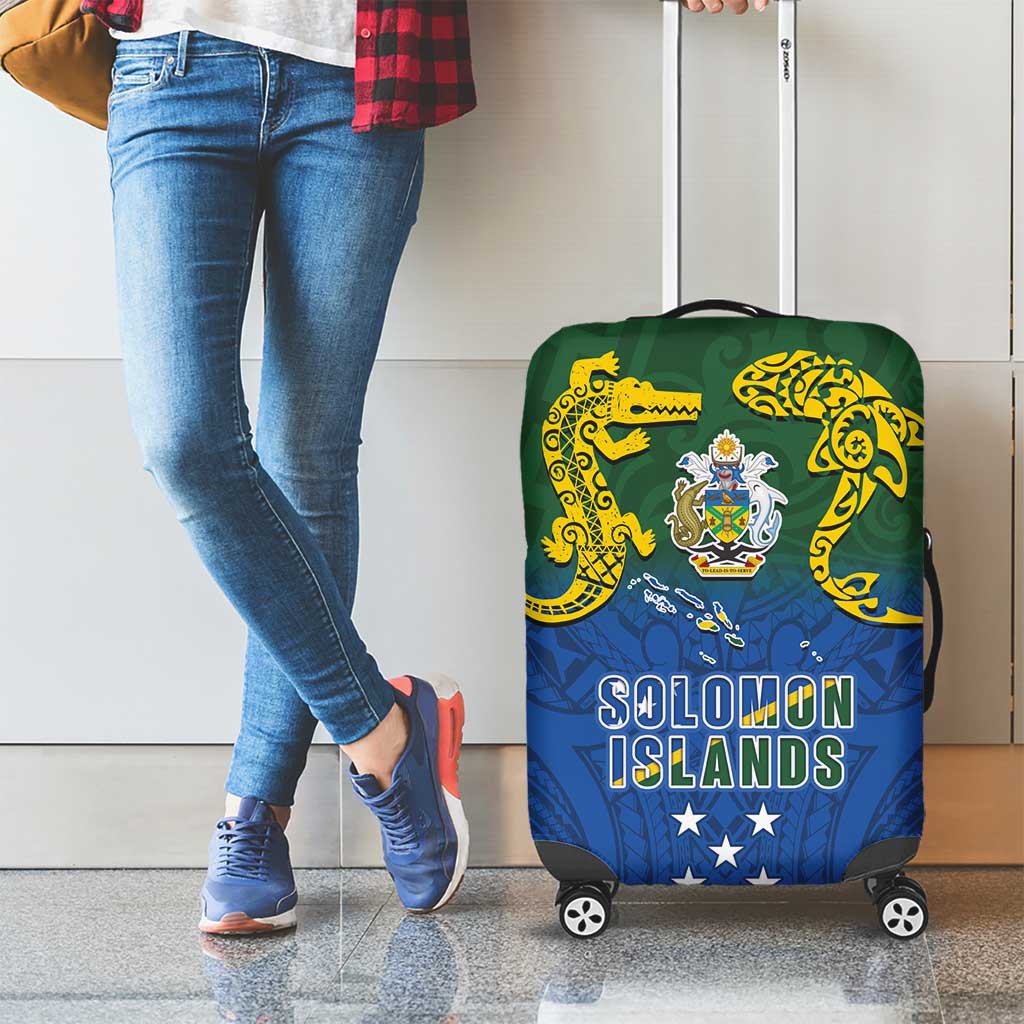 Solomon Islands Luggage Cover The Guardians-Tribal Crocodile and Shark Melanesian Tattoo LT03 - Polynesian Pride