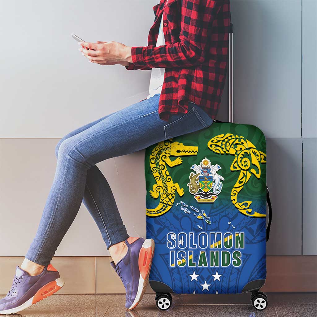 Solomon Islands Luggage Cover The Guardians-Tribal Crocodile and Shark Melanesian Tattoo LT03 - Polynesian Pride