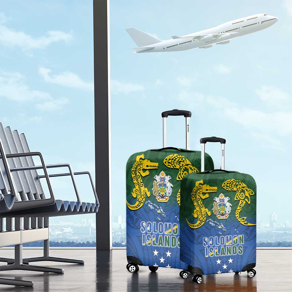 Solomon Islands Luggage Cover The Guardians-Tribal Crocodile and Shark Melanesian Tattoo LT03 - Polynesian Pride